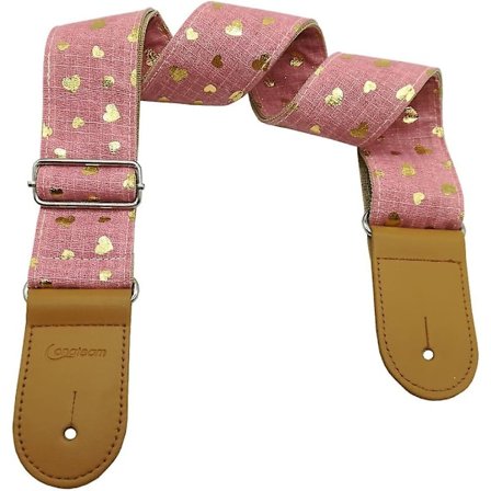 SBSGV Pige Guitarrem Pink Bomuld Hjertemønster Elektrisk Akustisk Guitar Bas Musik Tilbehør {db}