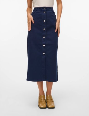 Vero Moda Vmwild Alvida Button Hr 7/8 Clr Skirt - Navy - M