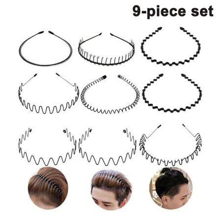 Vågformad metall hårband med zigzag-design i ett set om 9