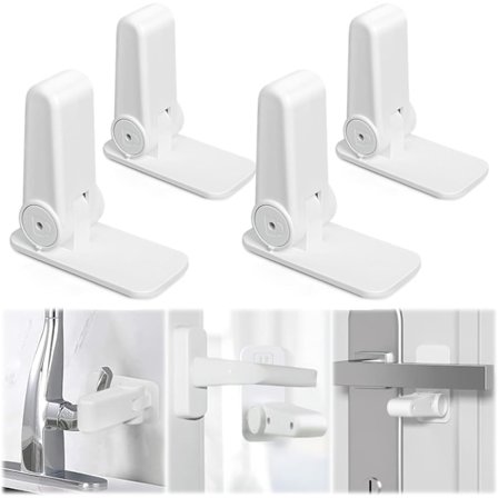 4 stk. Barnesikring Skapdører, Barnesikkerhetsdør Beskytt Eldre og Barn, Dørhåndtaklås Ideell for Dører og Skapdører