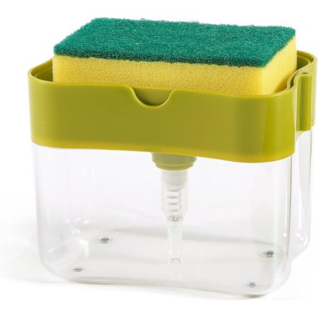 Såpedispenser Såpedispenser og Svampholder Såpedispenser for Oppvaskmaskin med Svamp Såpepumpe Ingen Boring Oppvaskmiddeldispenser for