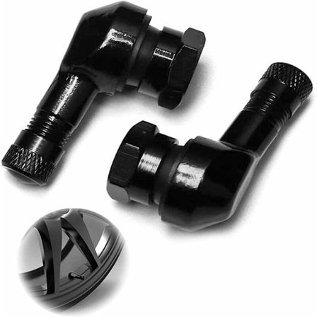 2 stk. 90 graders dækventilstammer Universal Aluminium Hjul Dækventilforlænger Dækstamme Forlænger Adapter Sort (11,3 mm)