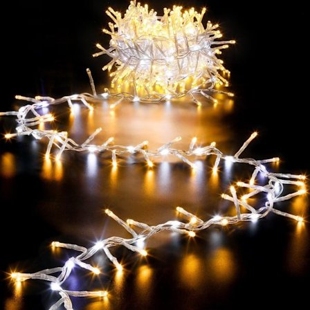 Julelys, LED lyskæde, 50M 400 LED stjernelys, 8 tilstande (Varmt Lys)