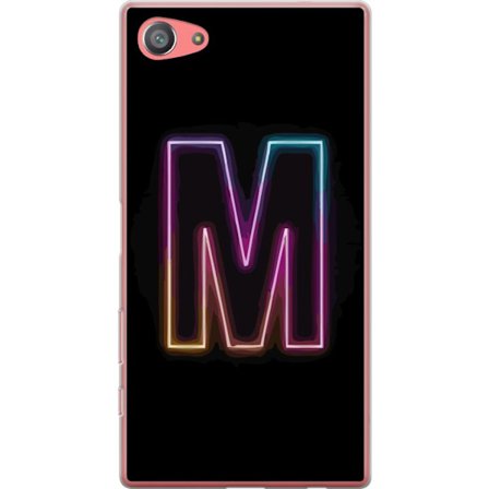 Kompatibel Mobilcover til Sony Sony Xperia Z5 Compact Neonbogstav M med farveskiftende lyseffekt mod sort baggrund, moderne minimalistisk typografi me
