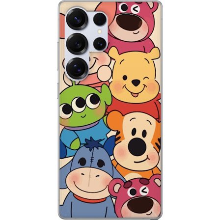 Kompatibelt Mobildeksel til Samsung Samsung Galaxy S25 Ultra Søte Disney-figurer som Nalle Puh, Tiger, Nasse, Lotso og Alien poserer sammen i fargeri