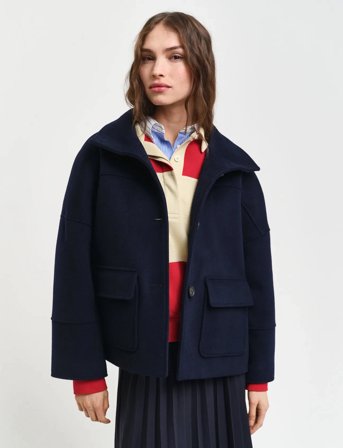 GANT Cropped Wool Jacket - Navy - M