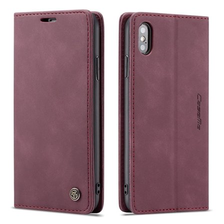 (For iPhone 14 Pro Max) CaseMe Flip Wallet Case with 2 Card Slots and Cash Compartment, Magnetic Closure, Business Style, Leather