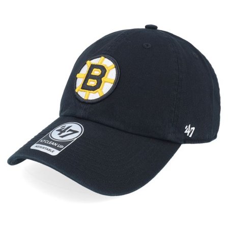 47 Brand - NHL Svart unconstructed Keps - Boston Bruins NHL Clean Up Black Dad Cap @ Hatstore