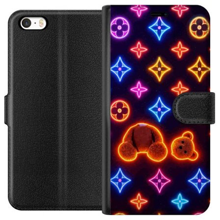 Kompatibelt Lommeboketui til Apple Apple iPhone 5 Neonfarget luksusmønster med en glødende teddybjørn i pop-art-estetikk
