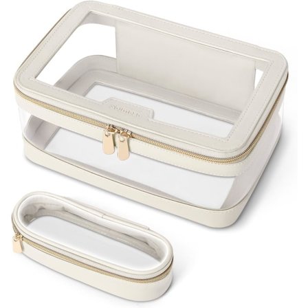 Gennemsigtig makeup rejsetaske, med makeup børste taske, bærbar makeup taske, gennemsigtig vandtæt kosmetik opbevaringspose