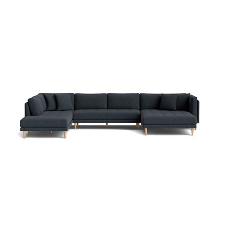 Cali U-Form Sofa, rechts, Hygge Dunkelblau, einfarbig, modernes Design, gemütliche Polsterung, ideal für Familienabende, Federung, 76cm.