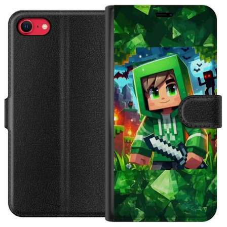 Kompatibelt Lommeboketui til Apple Apple iPhone SE (2022) Minecraft gamer gutt grønn hettegenser piksel eventyr gutt sverd Minecraft kunstdesign