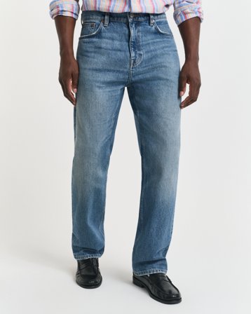 GANT Herren Straight Fit Jeans (38/32) Hellblau
