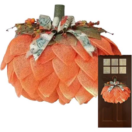 Halloween Krans, 40 x 40 cm Håndlavede Kunstige Blade, Thanksgiving Dekoration til Pejs, Terrasse, Veranda, Stue