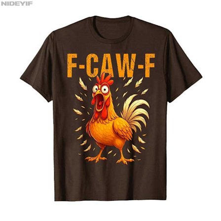 F-Caw-F Rolig Kyckling Mönster Sommar Bomull Kortärmad T-shirt