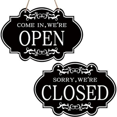 Öppet Stängt Skylt (30 x 20 cm), Dubbelsidig Vändbar Kom In Vi