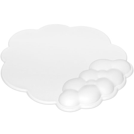 Musematte med håndleddsstøtte i skinn med minneskum, sklisikker PU-base for hjemmekontor, enkel smertelindring (Skyhvit)