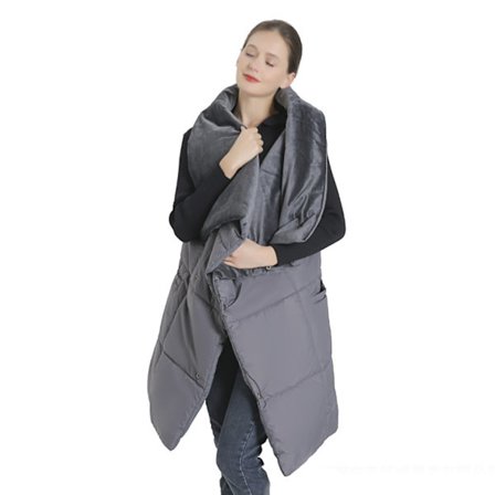 (Grå) USB Elektrisk Tæppe Vest Elektrisk Opvarmet Sjal Udendørs Wa