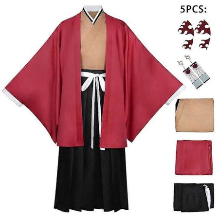 Tsugikuni Yoriichi kostyme anime cosplay menn kimono uniform med øredobber tatovering