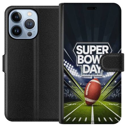 Yhteensopiva Lompakkokotelo Apple iPhone 13 Pro Super Bowl Day juliste, jossa amerikkalainen jalkapallo valaistuksella varustetulla areenalla dramaatt