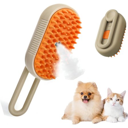3-i-1 Husdjurshårsrengörare - Självrengörande Ångborste för att Ta Bort Trassligt Hår, Masserar Katt, Hemmabruk [BR]