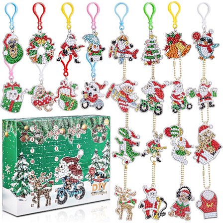 Adventskalender 2023 Diamantmaling Nøkkelring, 24 Dagers Juleadventskalender, Overraskelsesgave Til Barn 7-12 År