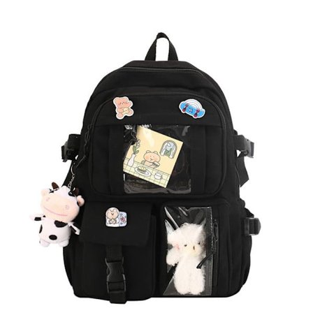 Cute Backpack Large Capacity - With Decorative Pendants & Pins, For All School Ages