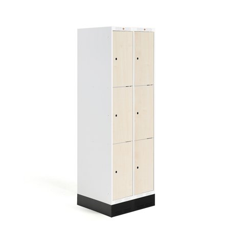 Schülerspind ROZ, 2 Module, 6 Türen, 1890x600x550 mm, Birke, inkl. Sockel
