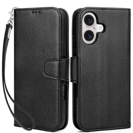 iPhone 16 Plånboksfodral - Svart