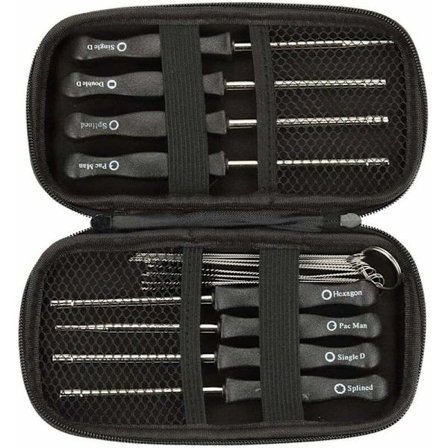 (Pakke med 8) Forgasningsjusteringsværktøjsskruetrækker + Forgasningsrengøringssæt + Bæretaske til lille motor 2-takts fælles Stihl Poulan Husqvarna