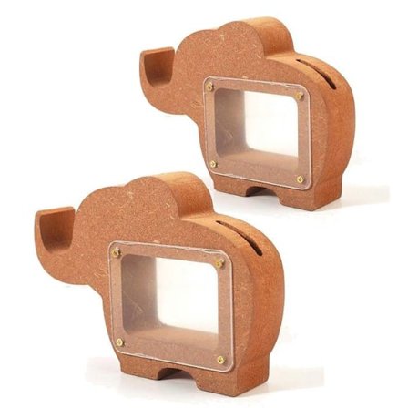 2 MDF elefantspargrisar i trä 15 x 11 x 3 cm