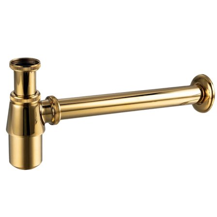 Rund mässingsvattenlås för tvättställ i guld modell 2_MGF