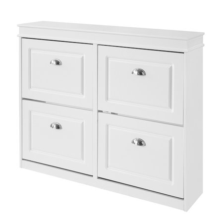 SoBuy valkoinen kenkäkaappi 4 ovea kanssa 105x24x83.01cm, moderni FSR79-W