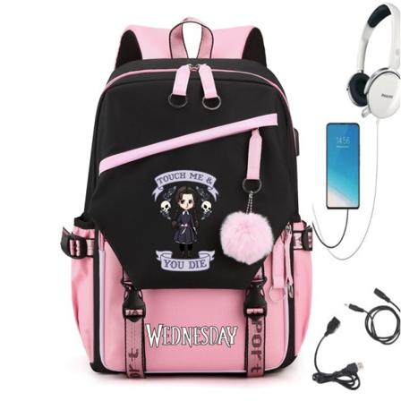 Onsdag ryggsäckar för grundskola och gymnasieelever Pink Style 4