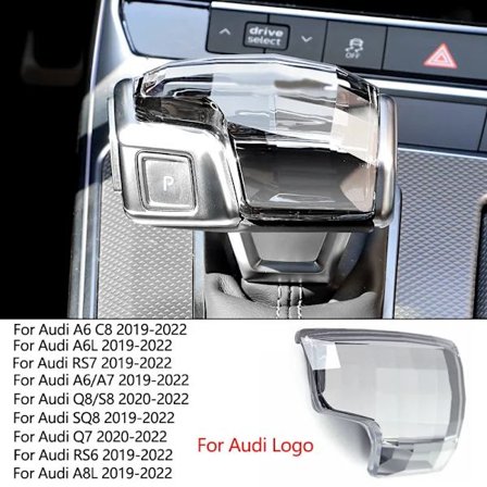 Ushilife Bil Kristall Växelspaksknopp Dekorationsskydd för Audi A4 A4L A5 A6 A6L A7 A8 Q5 Q5L Q8 S4 S5 Q7 C8-Typ B med Audi-logga