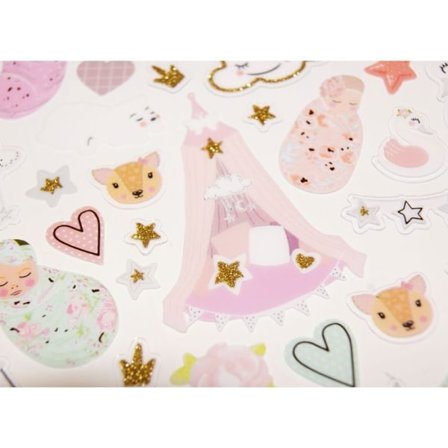 Klistermärken - Baby shower - Födelse - Glitter