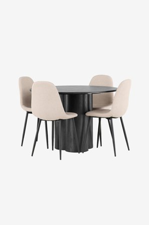 Venture Home - Spisegruppe Olivia med 4 stk stoler Polar - Svart - Spisegruppe 4 personer - Fra Homeroom