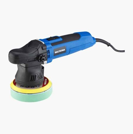 Biltema - PO 125A Oscillerende Poleringsmaskin for Bil, Båt og Campingvogn, 9mm Utkastlengde, Inkluderer Poleringssvamp og Ekstra Håndtak