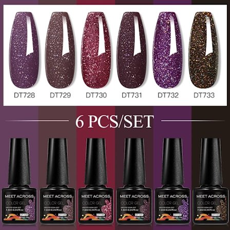6st Nagellack Gel Set DIY Nagelkonst Semi Permanent UV LED Gel Kit För Naglar Dekoration Manikyr Blötläggning Målning Vernis Design