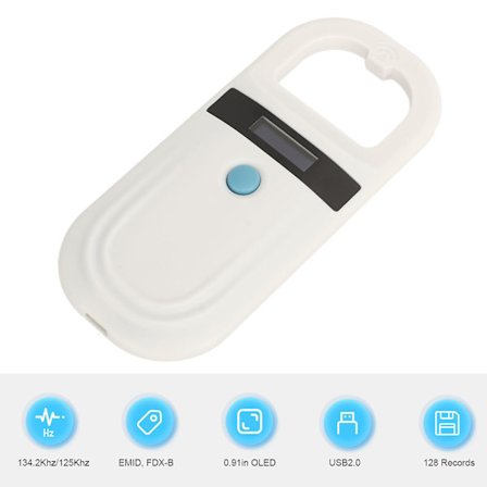 Læser til kæledyrsmikrochip Bluetooth-dyrechip-id-tagleder med organisk lysdiode-skærm til administration