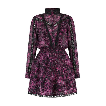 Nikkie Virgy Dress Black/magenta , Paars , Dames , Maat: M Casual jurken