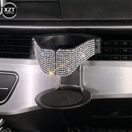 Universal Diamond Crystal Bilkopphållare Multifunktionell Bil Luftutsläpp Klämma Askkopp Papperskorg Vattenkokare Fäste Bil Dekoration| |