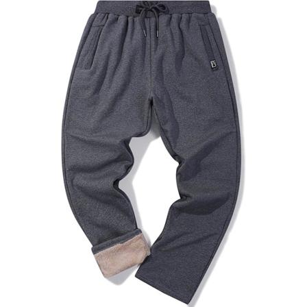 MEA Fleece Joggers Bukser for Menn Vinter Aktiv Løping Sherpa Foret Joggebukse 11 Grå XX-Large