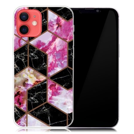 Marmormotiv iPhone 13 Mini skal - Svart Och Rosa Marmor