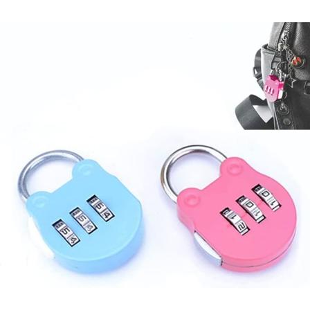 (Pink + Sininen (2 kpl)) Matkatavaran lukko, mini 3-numeroinen yhdistelmä l