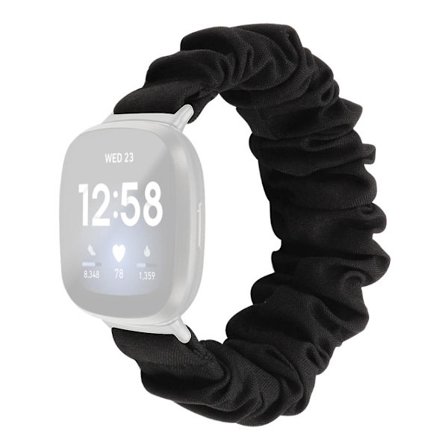 Scrunchie-klokkereim i stoff med trykk for Fitbit Versa 4/Sense 2, hårbåndarmbånd, leopard