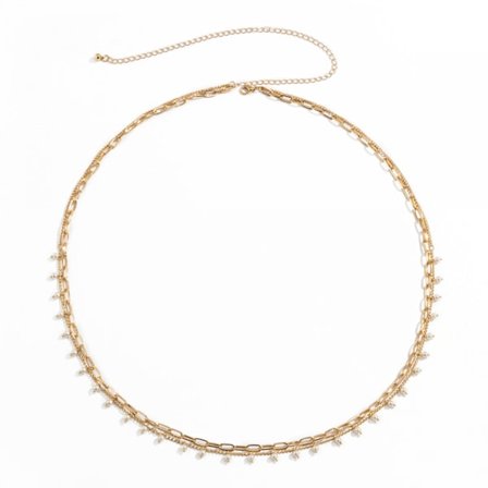 Dobbelt mavekæde med frynser (guld)