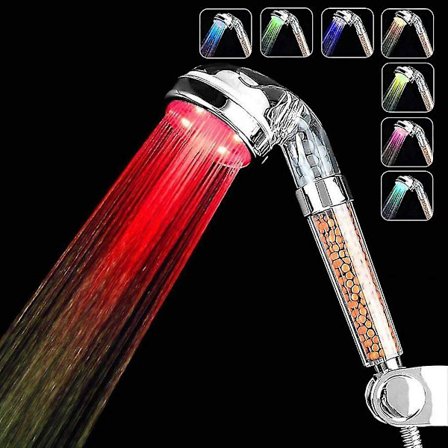 Led Shower Head, High Pressure Handheld Shower Head With 7 Color Changing Lights Water S
