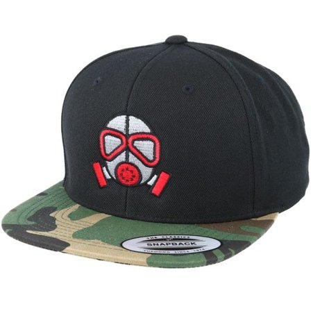 Gamerz - Svart snapback Keps - Gas Mask Black/Camo Snapback @ Hatstore