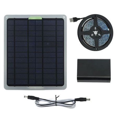 Solcelle-vekstlysstripe 20W IP65 Vanntett LED Vekstlysstripe med batterikasse for drivhus 9,8 fot
